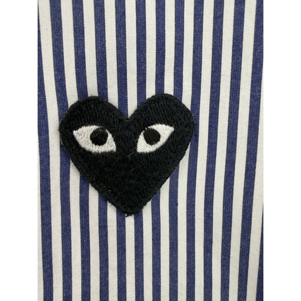 Play Comme Des Garçons UnisexNavy & White Striped Button Down Shirt Size Small - Picture 4 of 9